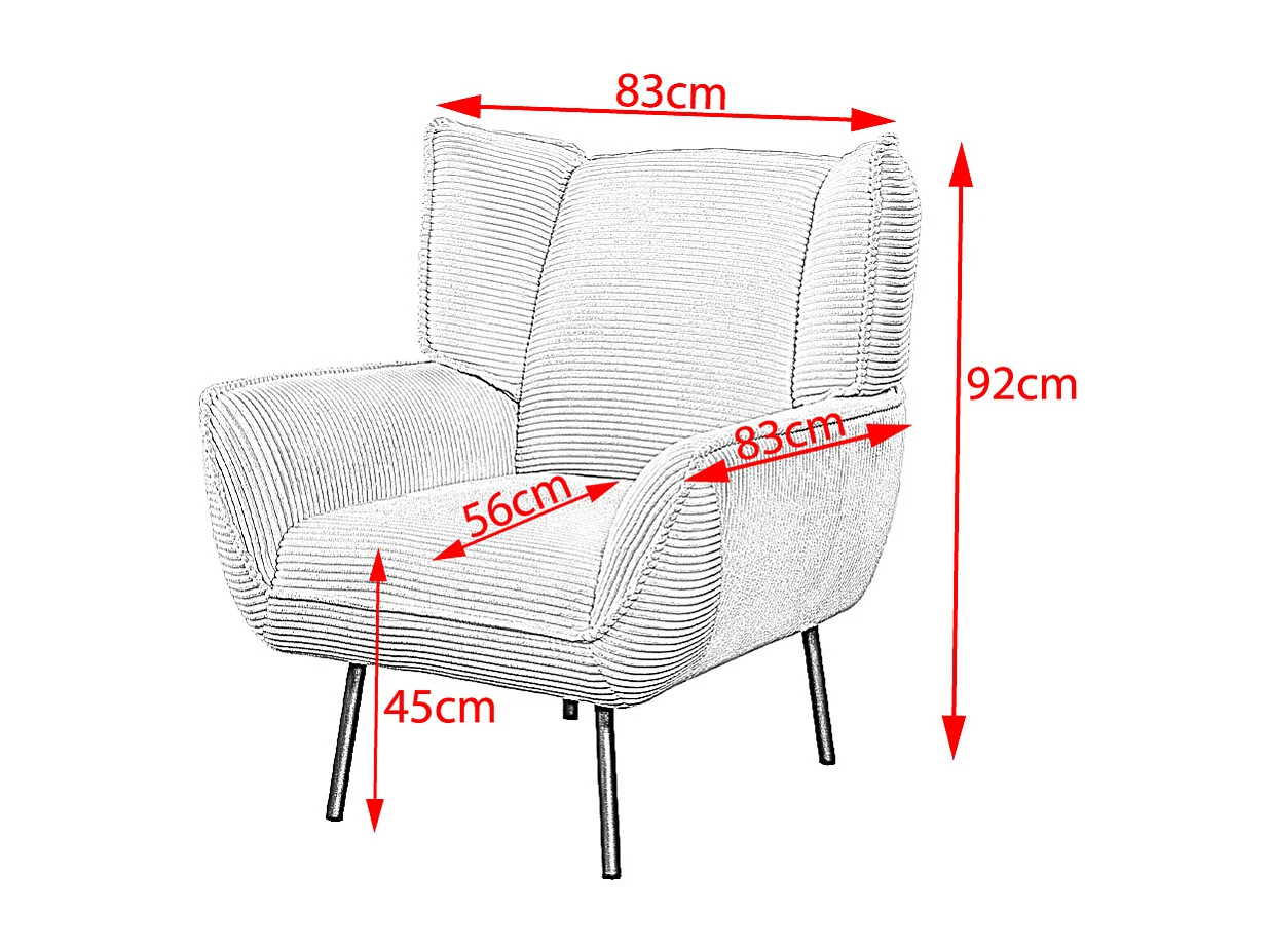 Fauteuil - blanc crème Velours côtelé - CALLA