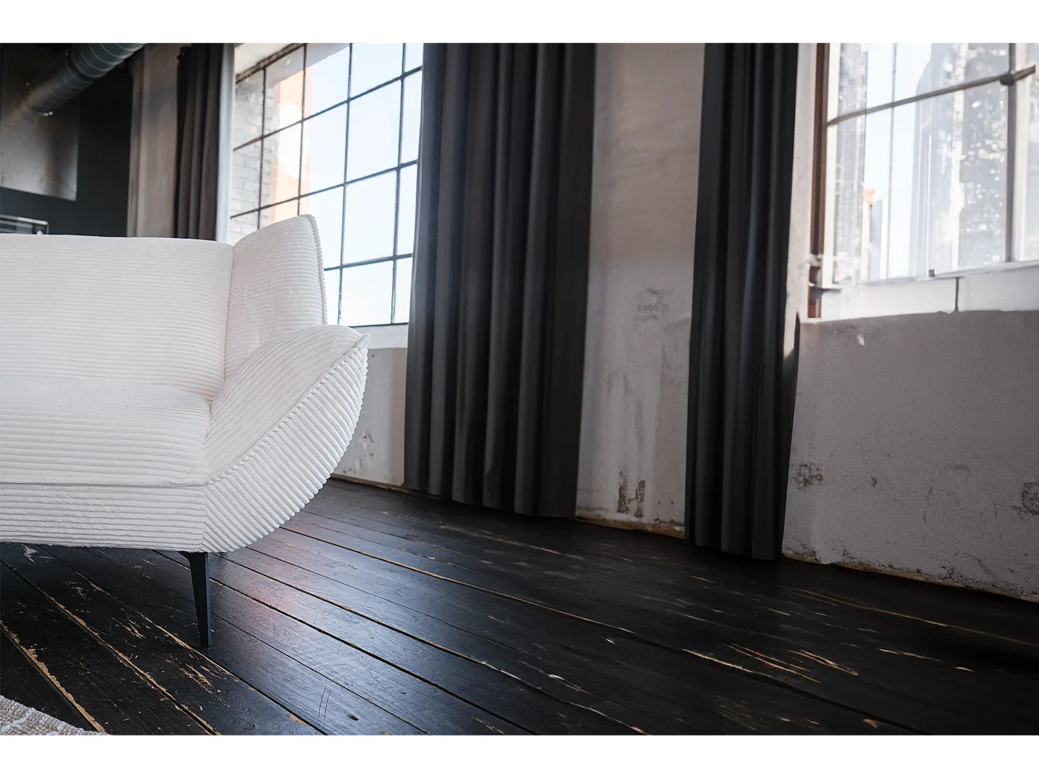 Fauteuil - blanc crème Velours côtelé - CALLA