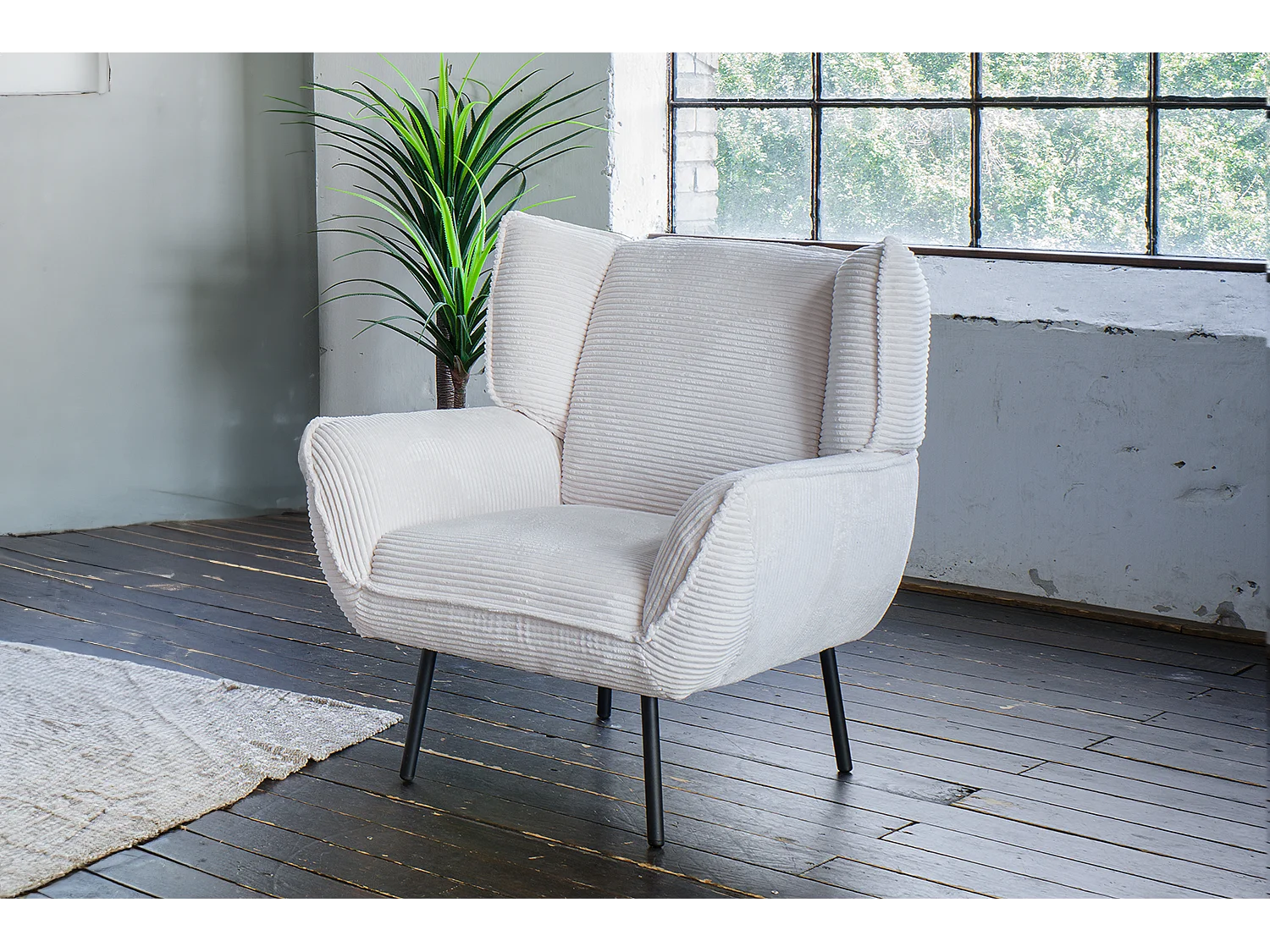 Relaxfauteuil - Crème wit Koord - CALLA