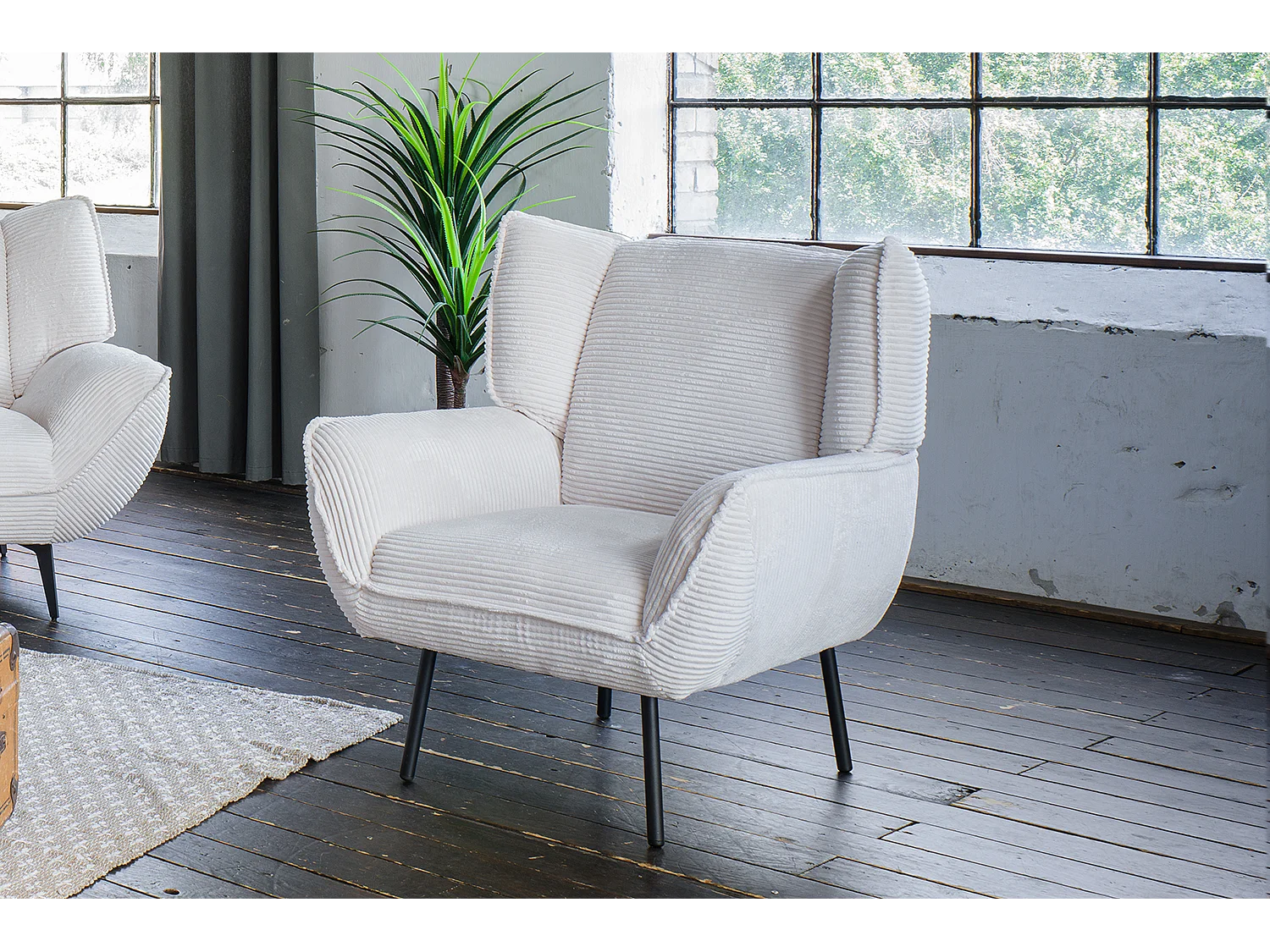 Relaxfauteuil - Crème wit Koord - CALLA