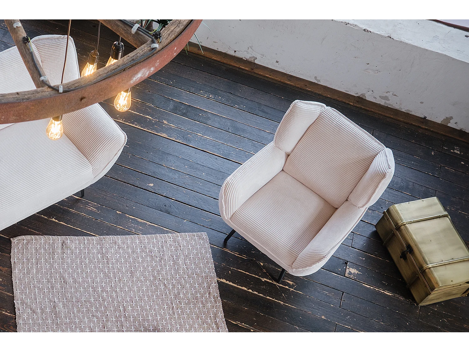 Relaxfauteuil - Crème wit Koord - CALLA