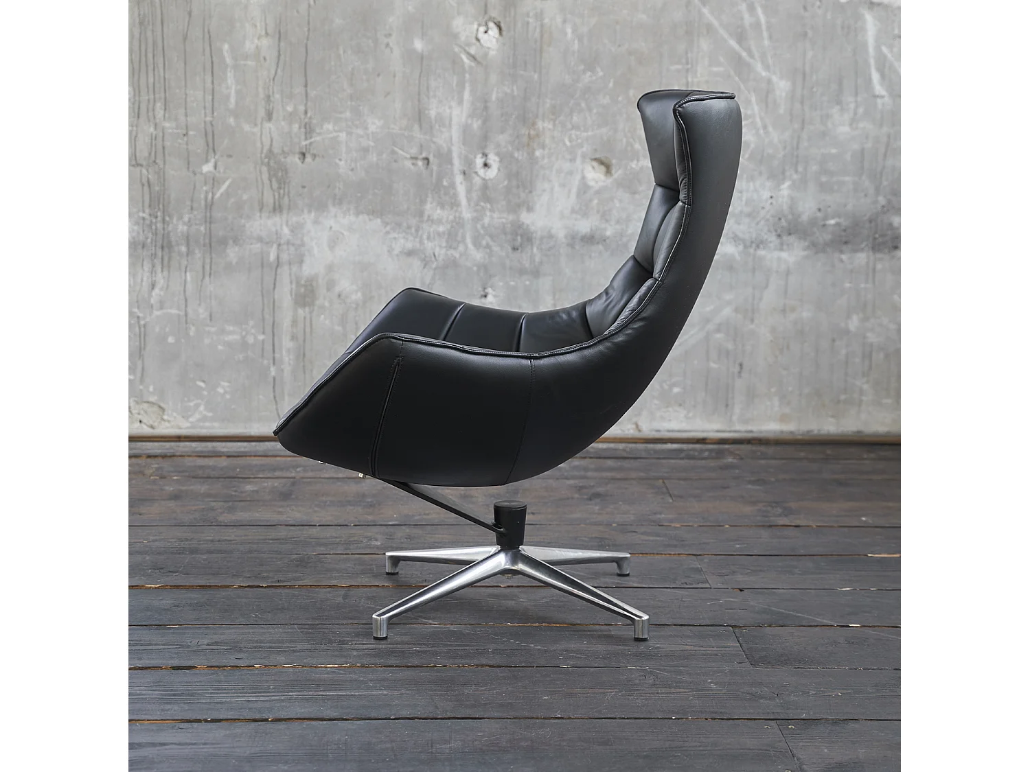 Drehsessel - Schwarz Leder - SKIO