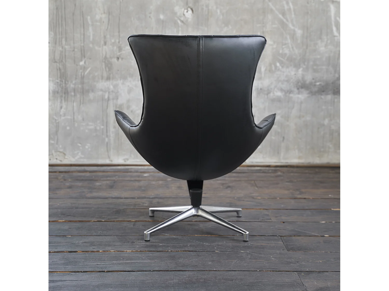 Drehsessel - Schwarz Leder - SKIO