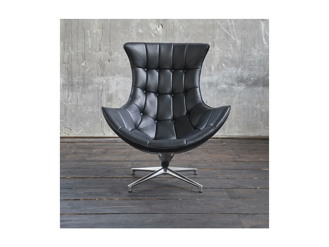Drehsessel - Schwarz Leder - SKIO