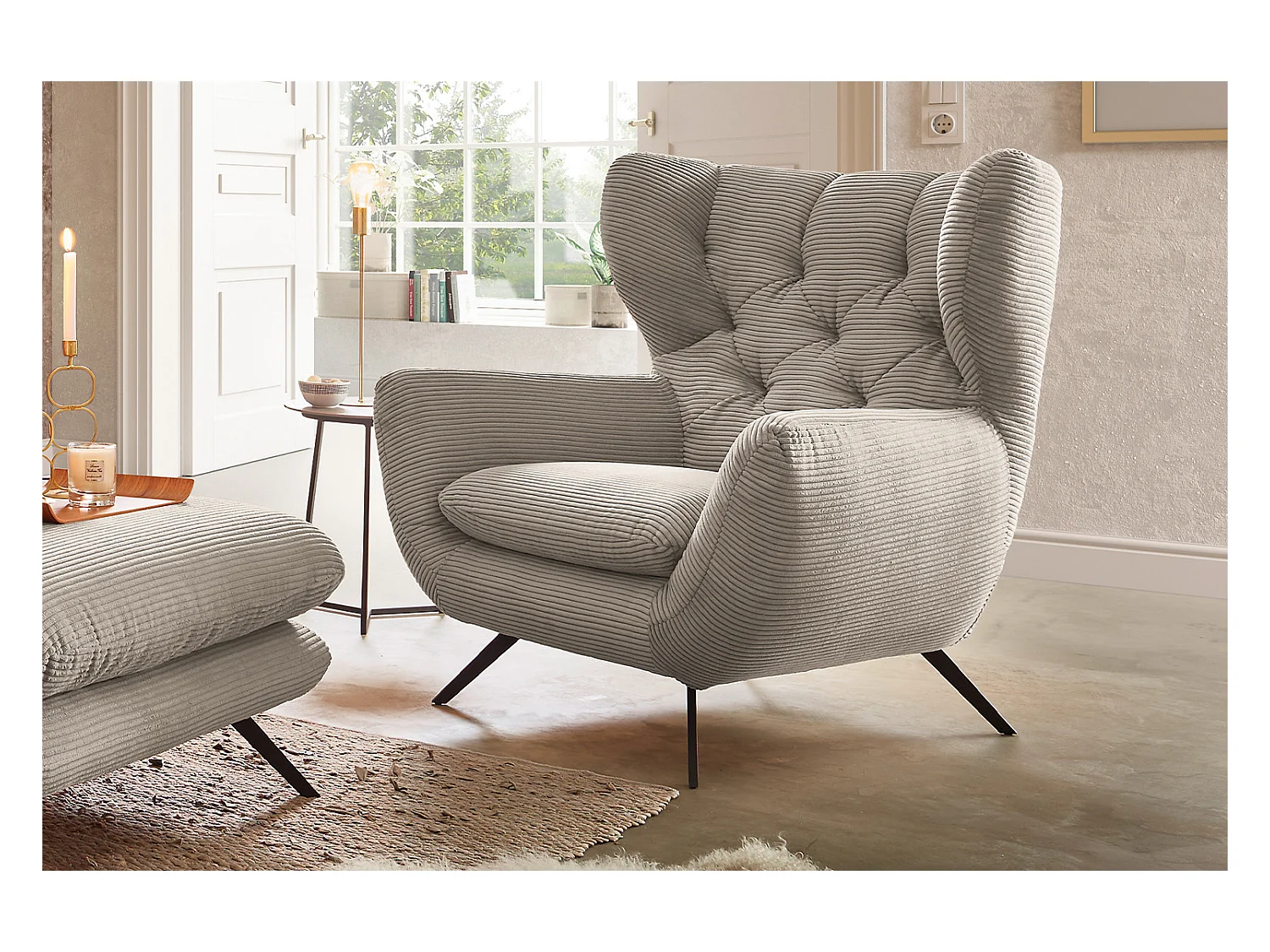 Fauteuil - granit Velours côtelé - CHARME