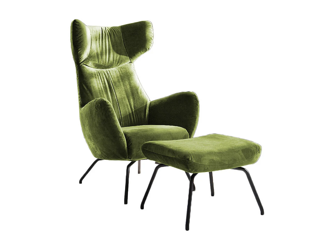 Sillones orejeros - verde oscuro terciopelo - LOTTE