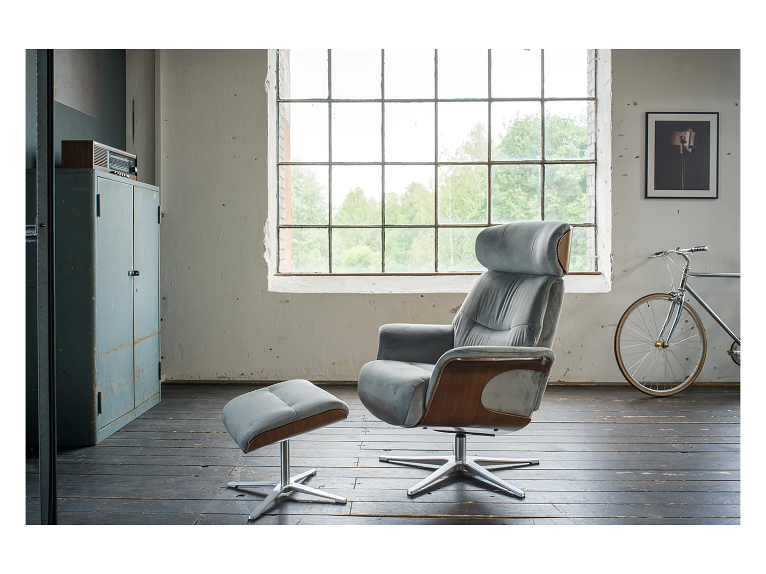 Fauteuil - gris pierre Velours - TOSAR