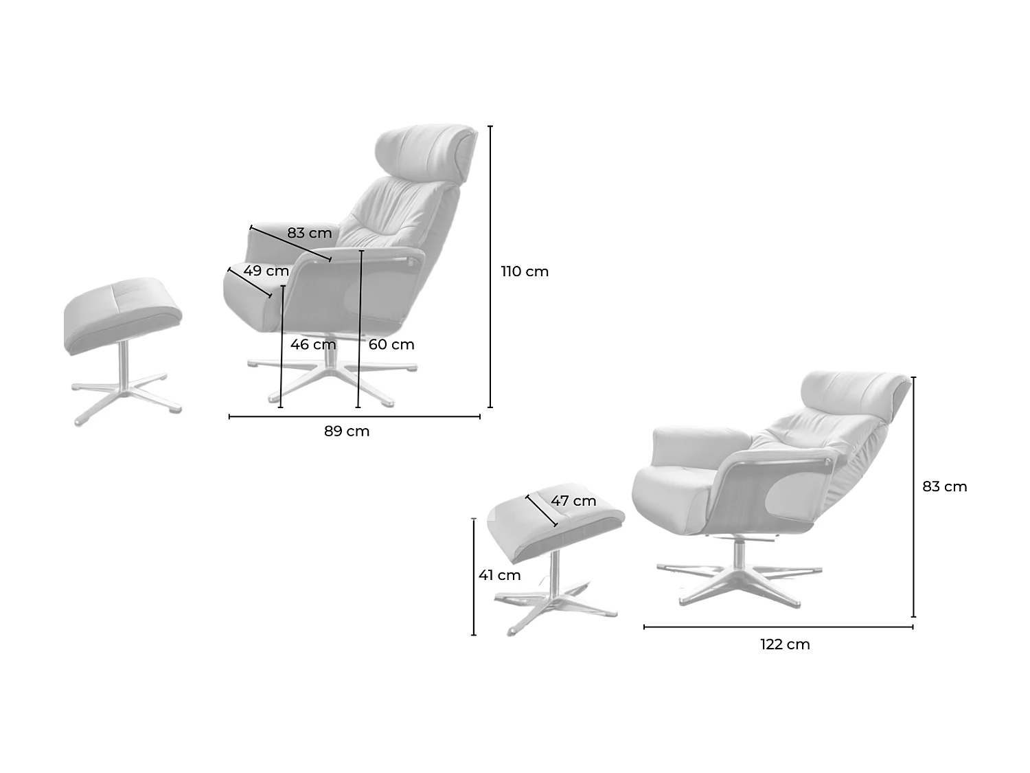 Relaxfauteuil - Steengrijs Fluweel - TOSAR