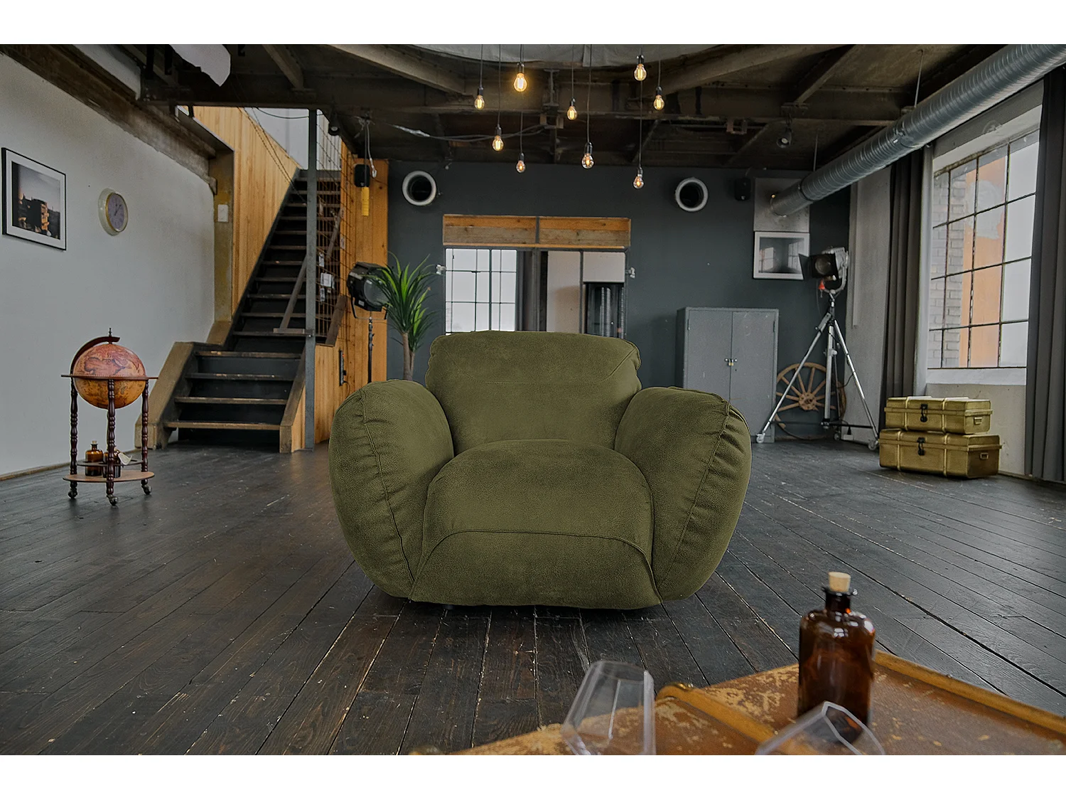 Fauteuil - Vert cuir - DAVITO