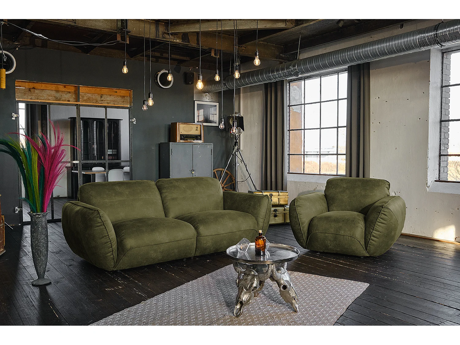 Fauteuil - Vert cuir - DAVITO