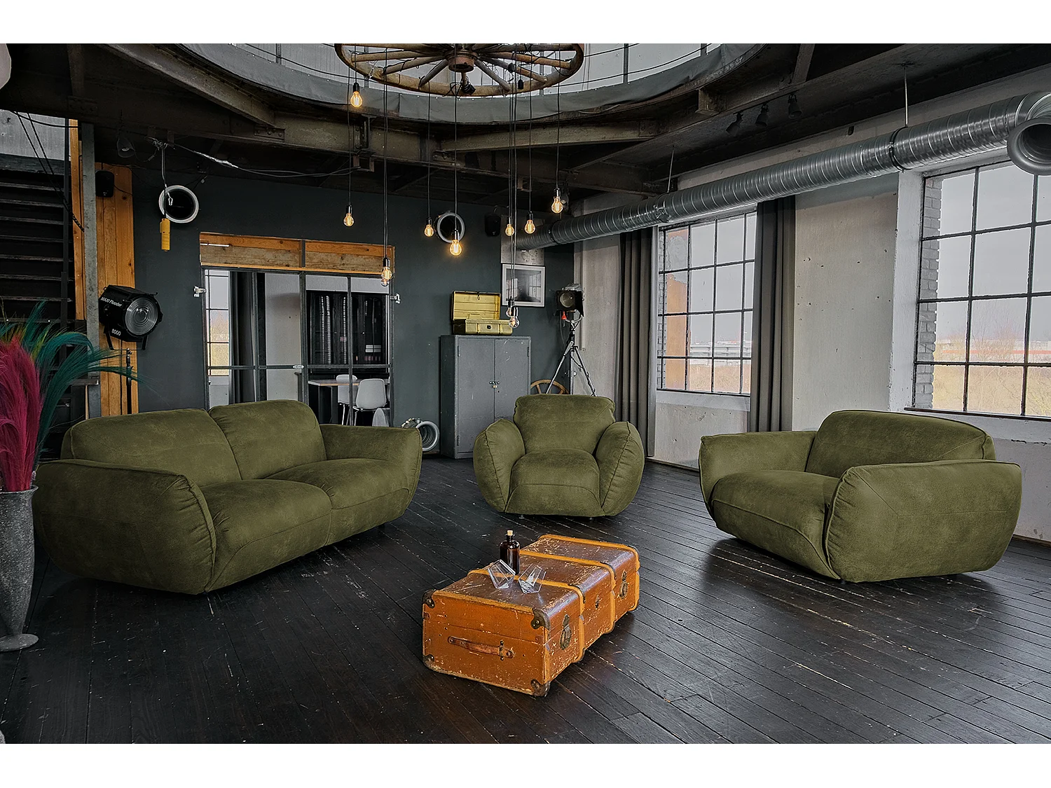 Fauteuil - Vert cuir - DAVITO