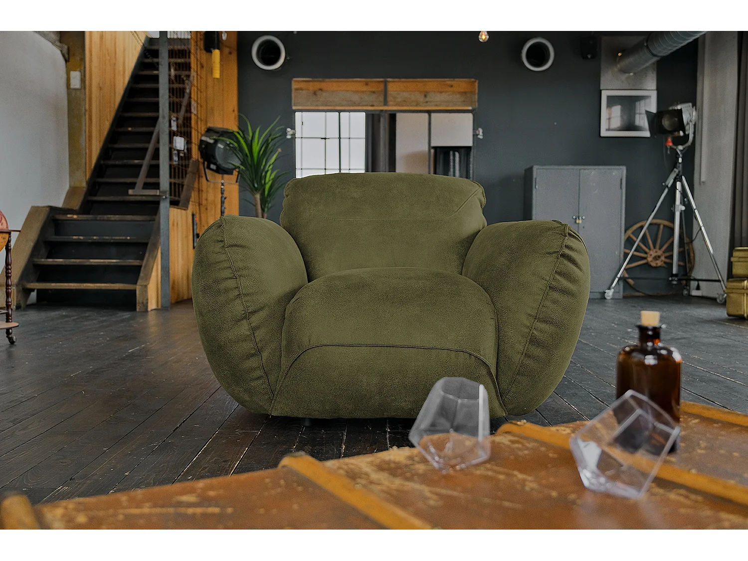 Sessel - Grün Leder - DAVITO