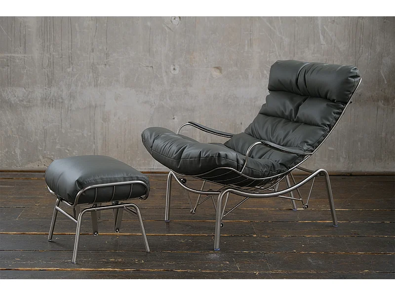 Fauteuil - Grijs Leer - ROWA