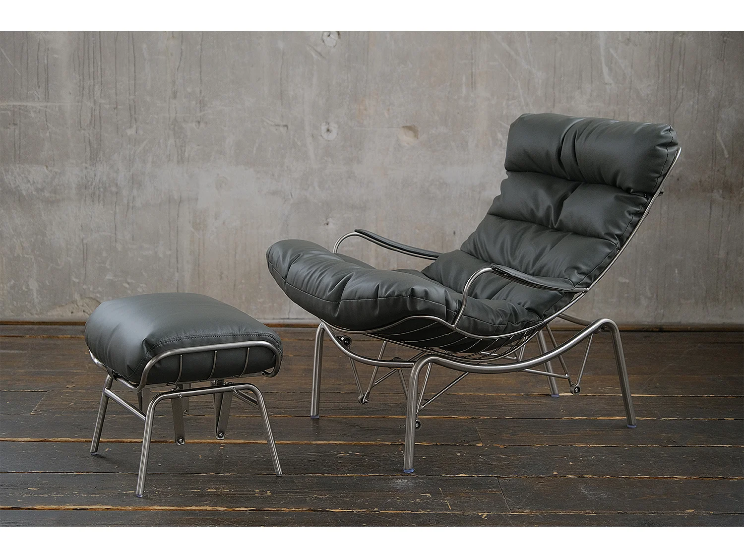 Fauteuil - Grijs Leer - ROWA