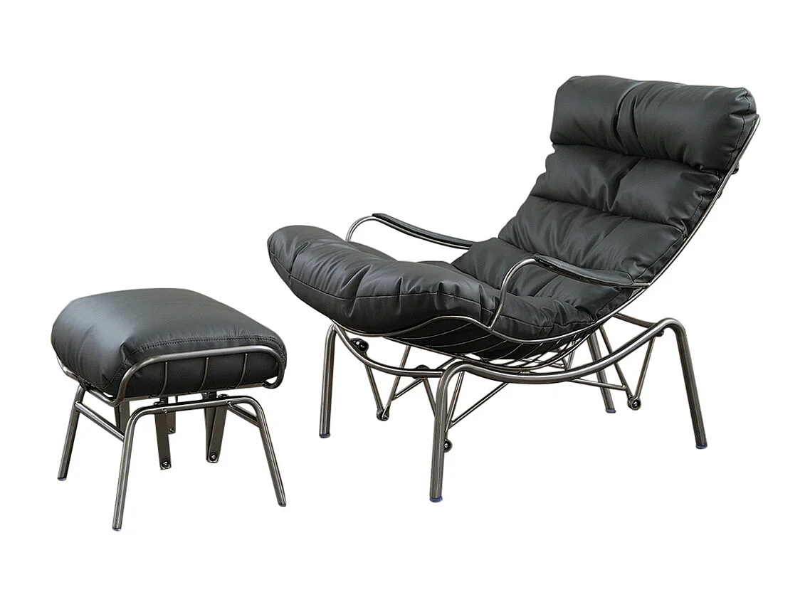 Fauteuil - Grijs Leer - ROWA