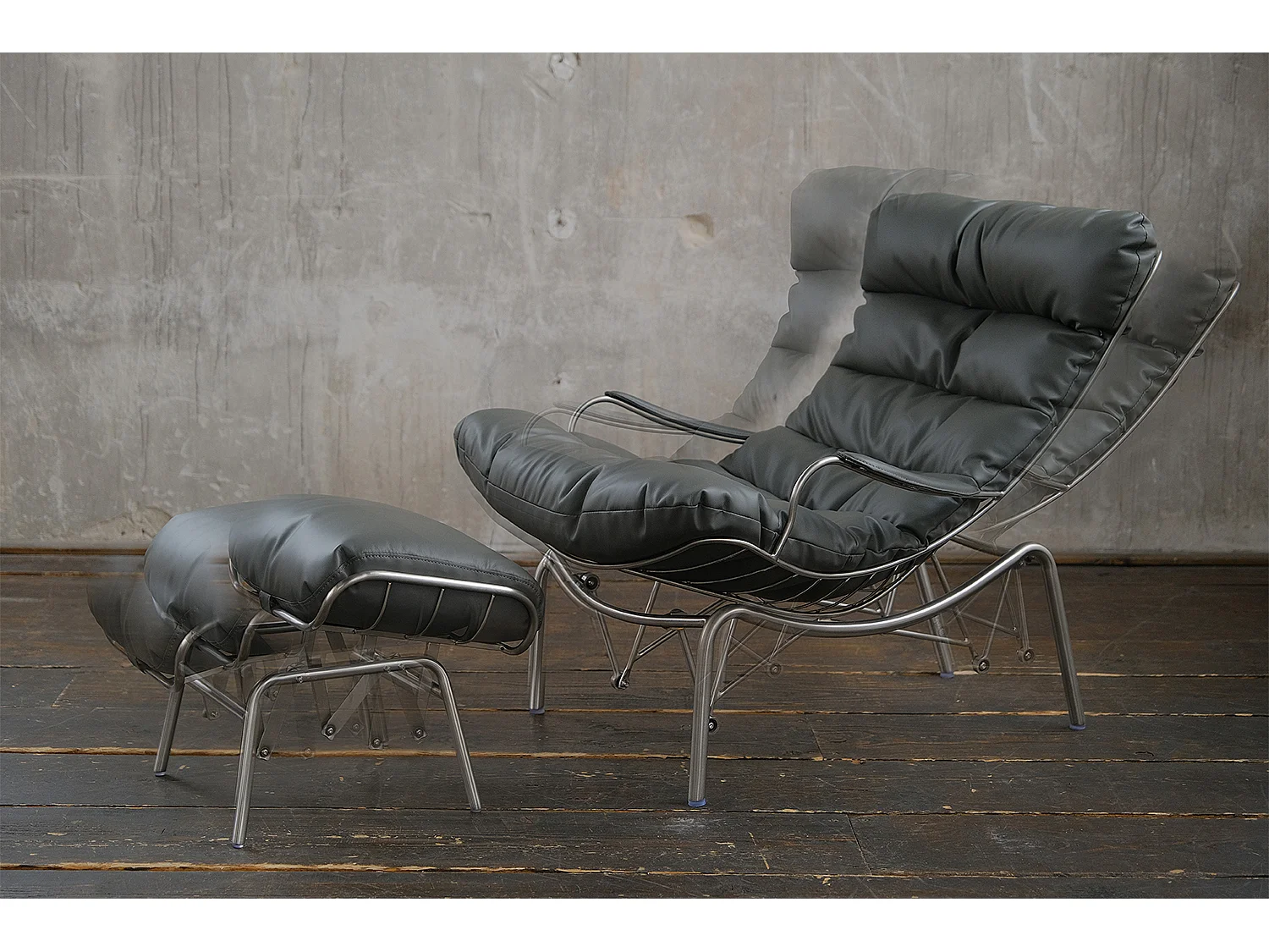 Sessel - Grau Leder - ROWA