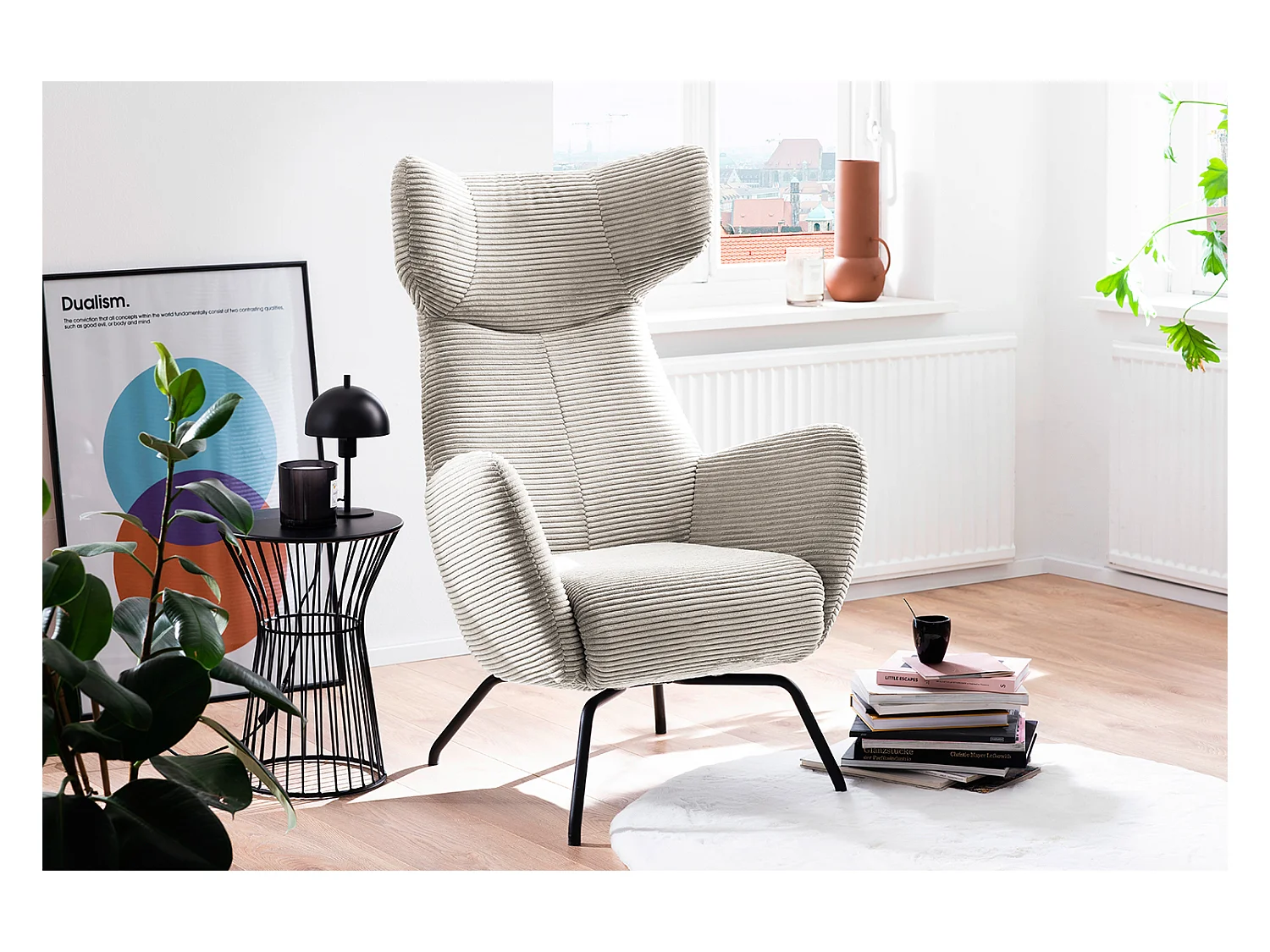 Fauteuil - blanc crème Velours côtelé - LOTTE