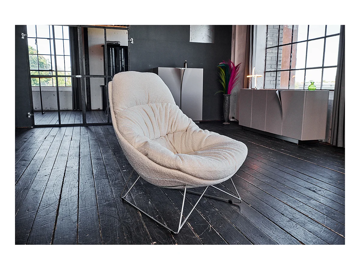 Fauteuil - beige tissu tissé - AVON