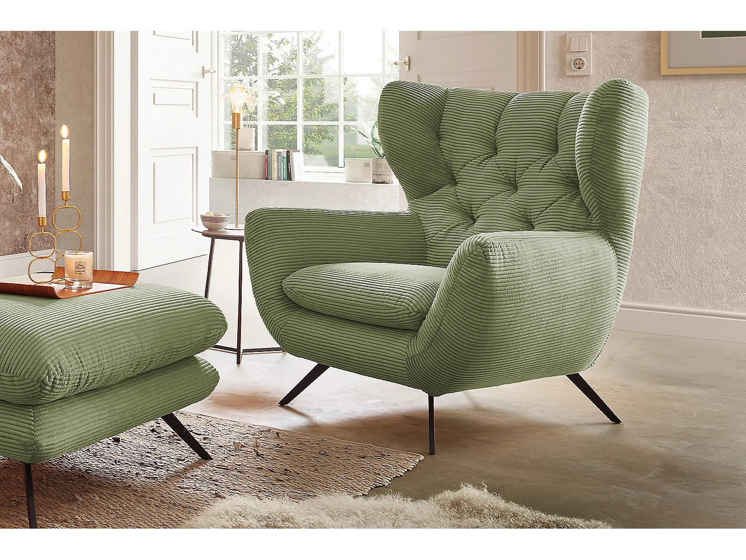 Oorfauteuil - Groen Koord - CHARME