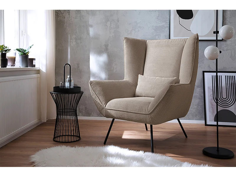 Fauteuil - taupe Velours côtelé - IVA