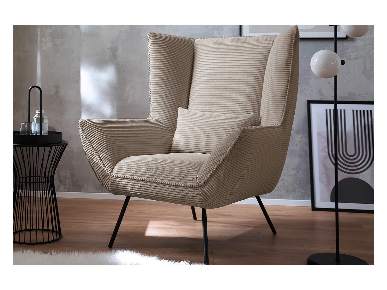 Fauteuil - taupe Velours côtelé - IVA