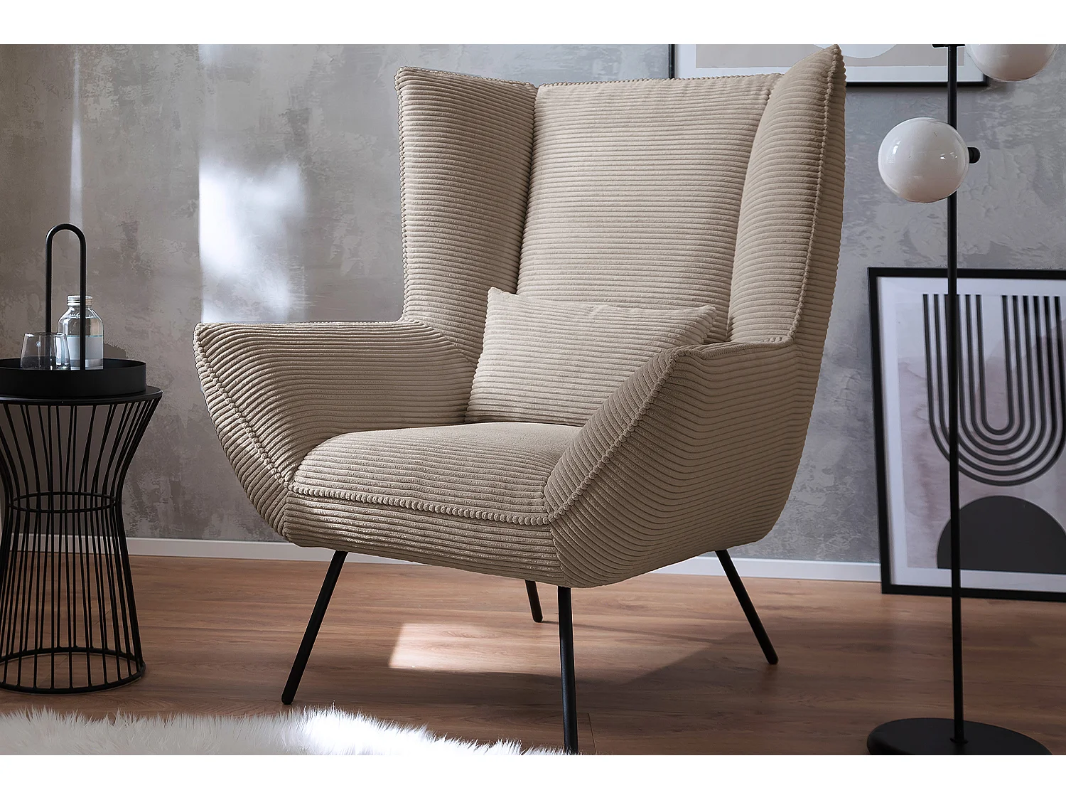 Fauteuil relax - taupe Velours côtelé - IVA