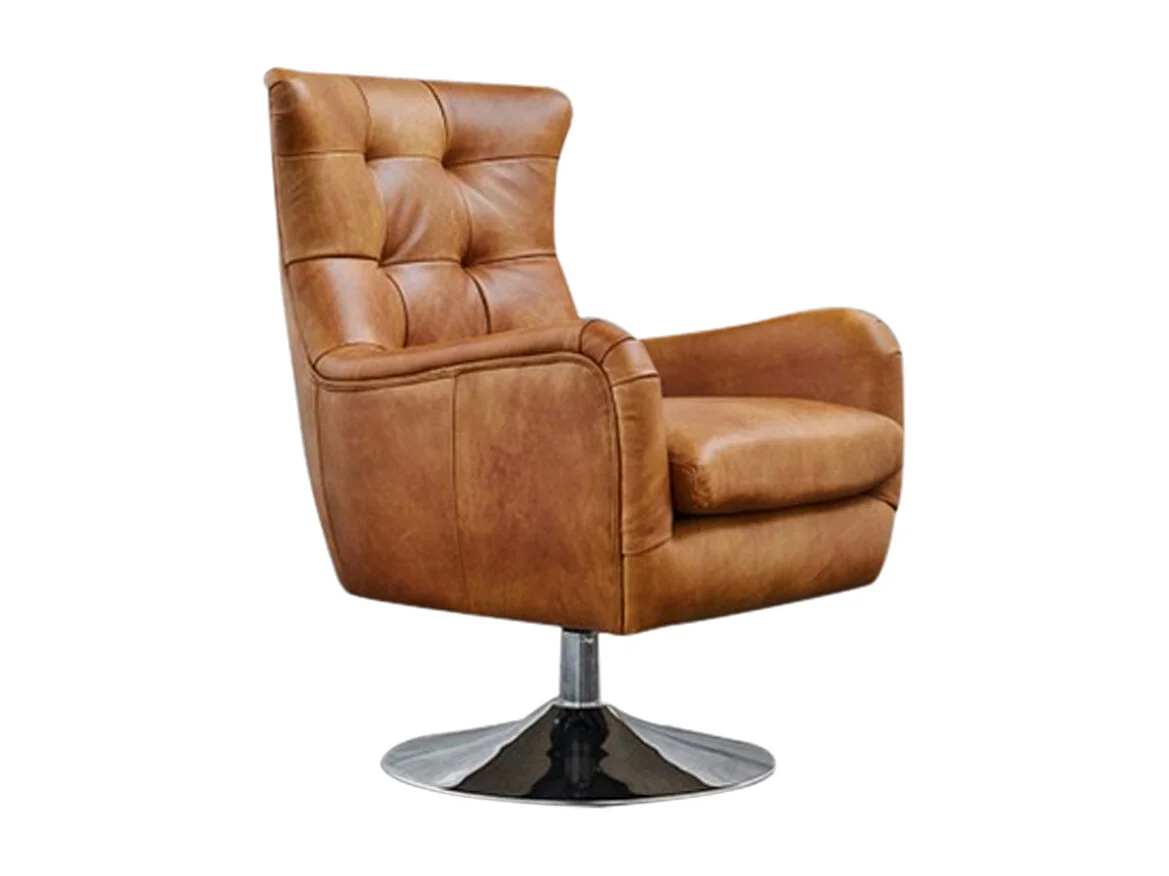 Drehsessel - Braun Leder - RELEXA