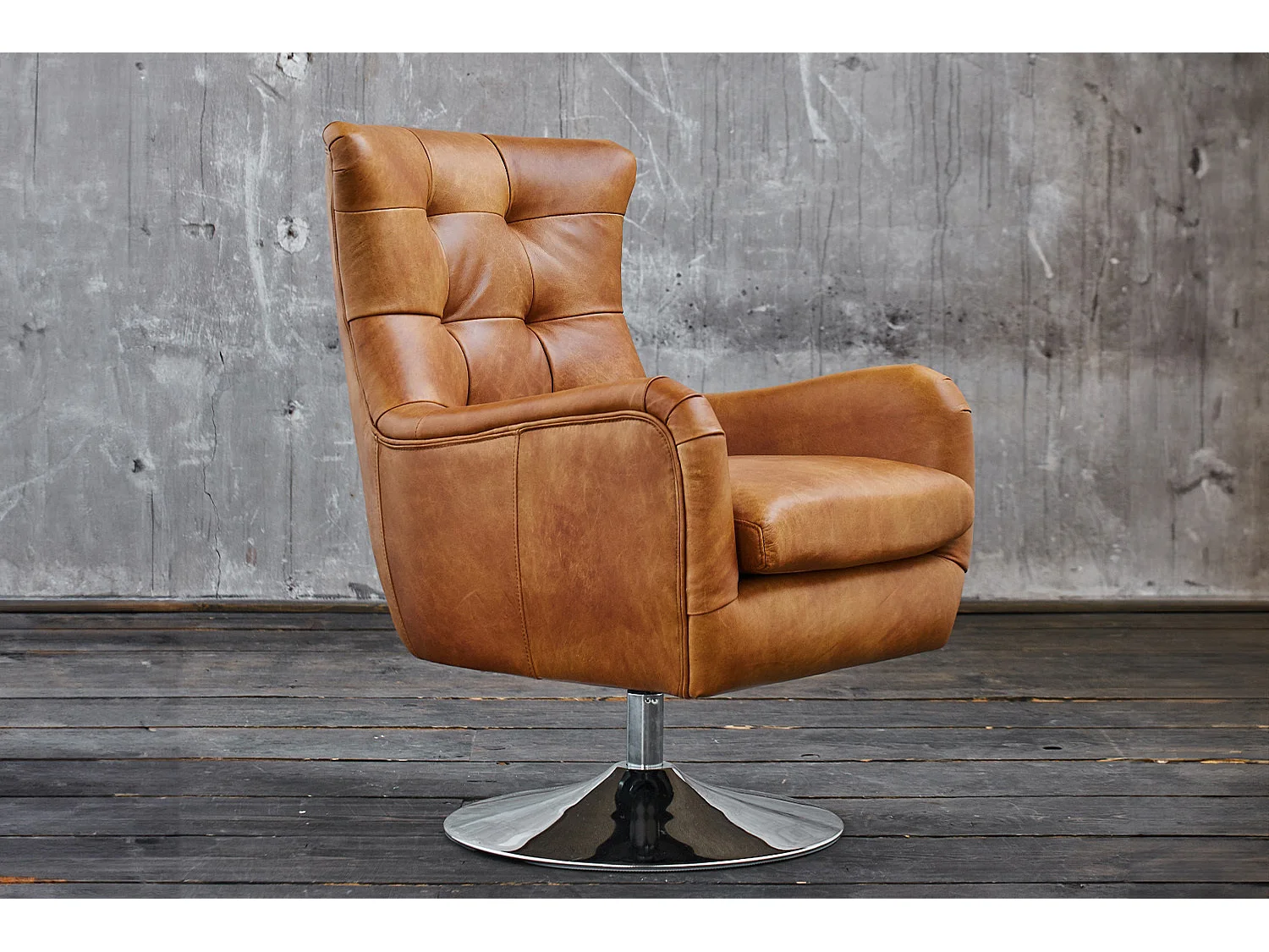 Drehsessel - Braun Leder - RELEXA