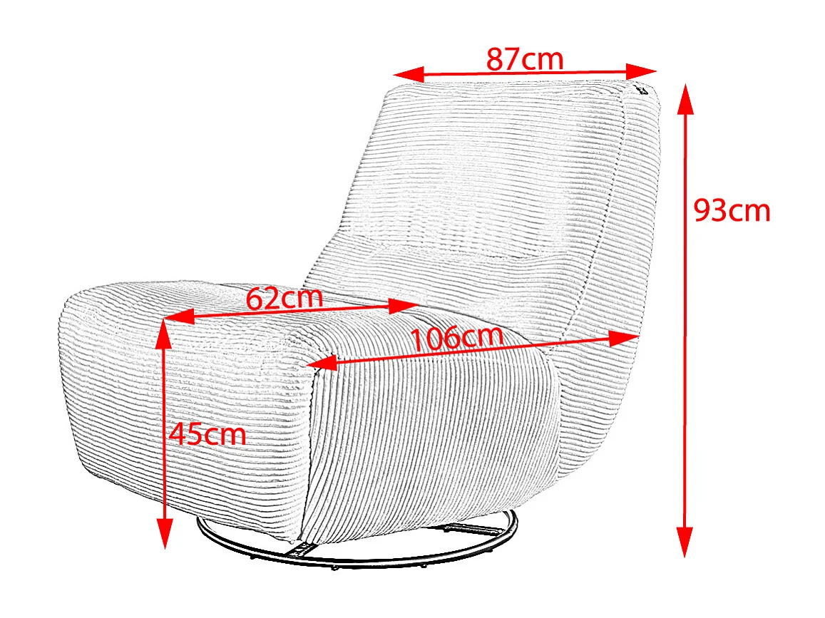 Fauteuil - blanc crème Velours côtelé - CINE