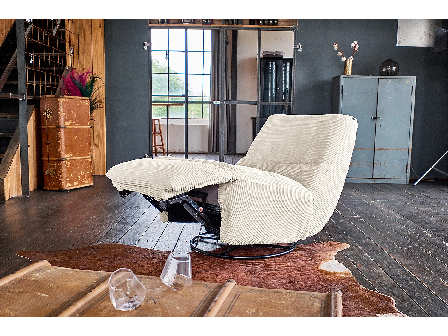 Fauteuil - blanc crème Velours côtelé - CINE