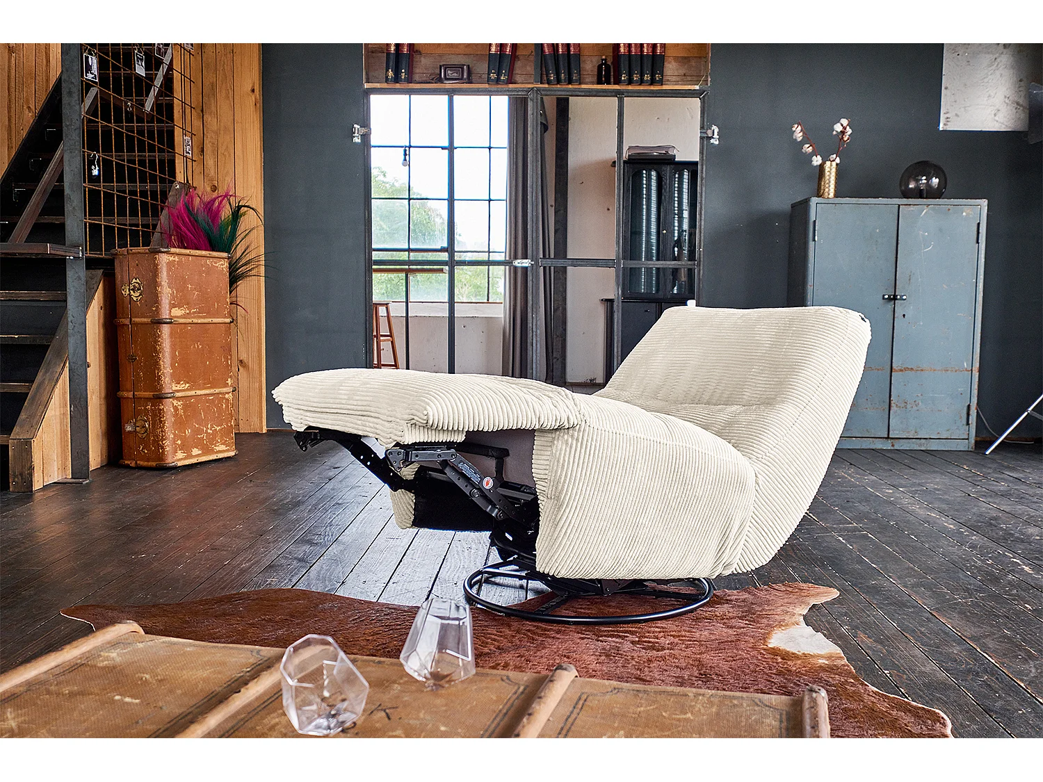Fauteuil - blanc crème Velours côtelé - CINE