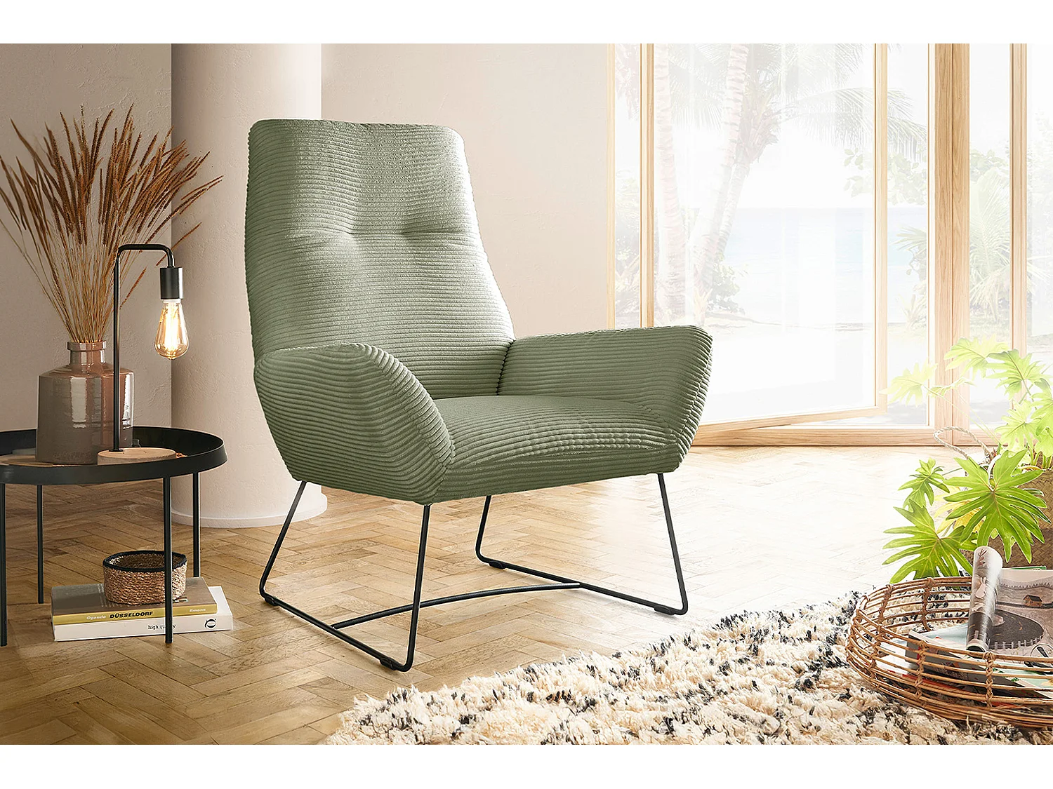 Poltrona relax - verde Velluto a coste - BISA
