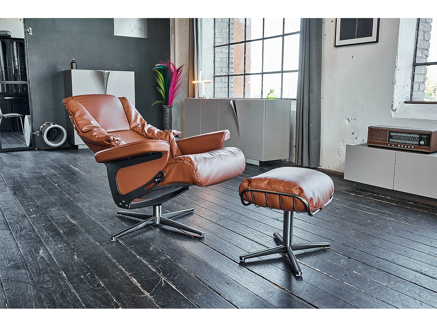 Drehsessel - Braun Leder - MODO