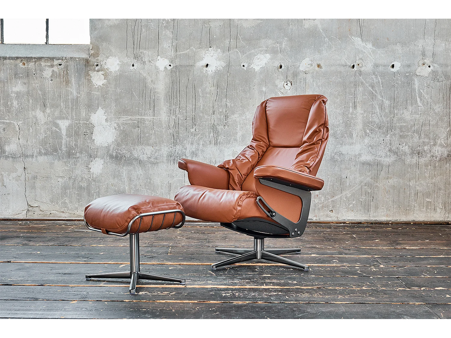 Drehsessel - Braun Leder - MODO