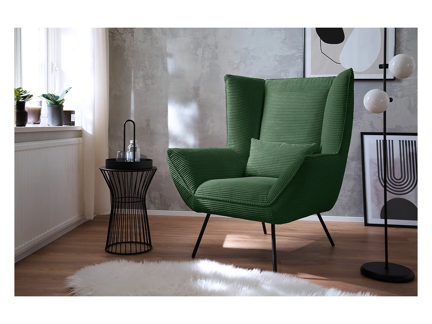 Fauteuil - vert émeraude Velours côtelé - IVA