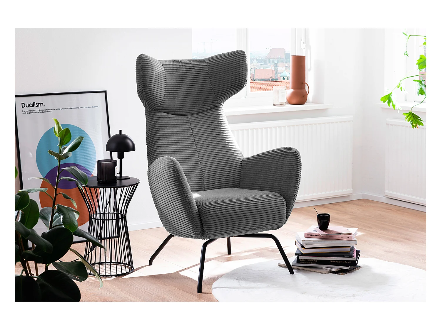 Fauteuil - Gris Velours côtelé - LOTTE