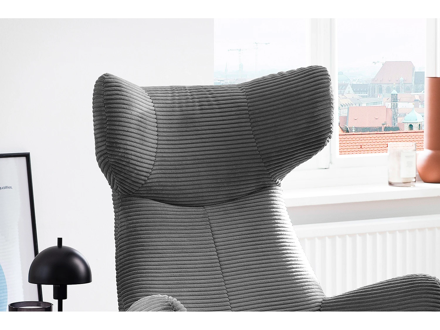 Ohrensessel - Grau Cord - LOTTE