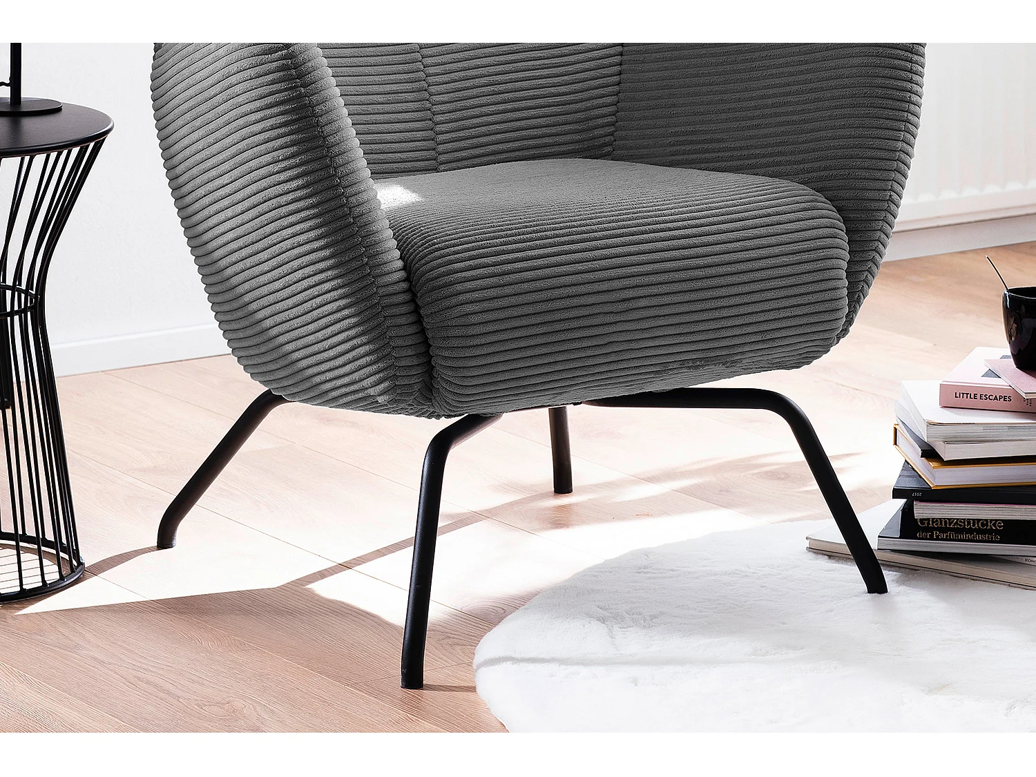 Ohrensessel - Grau Cord - LOTTE
