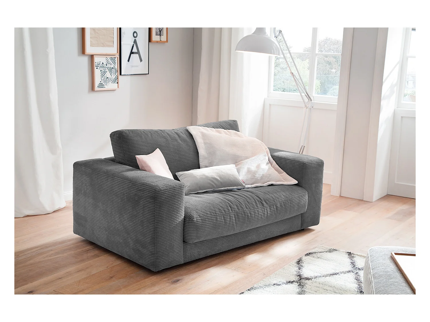 fauteuil relax - Gris Velours côtelé - MADELINE
