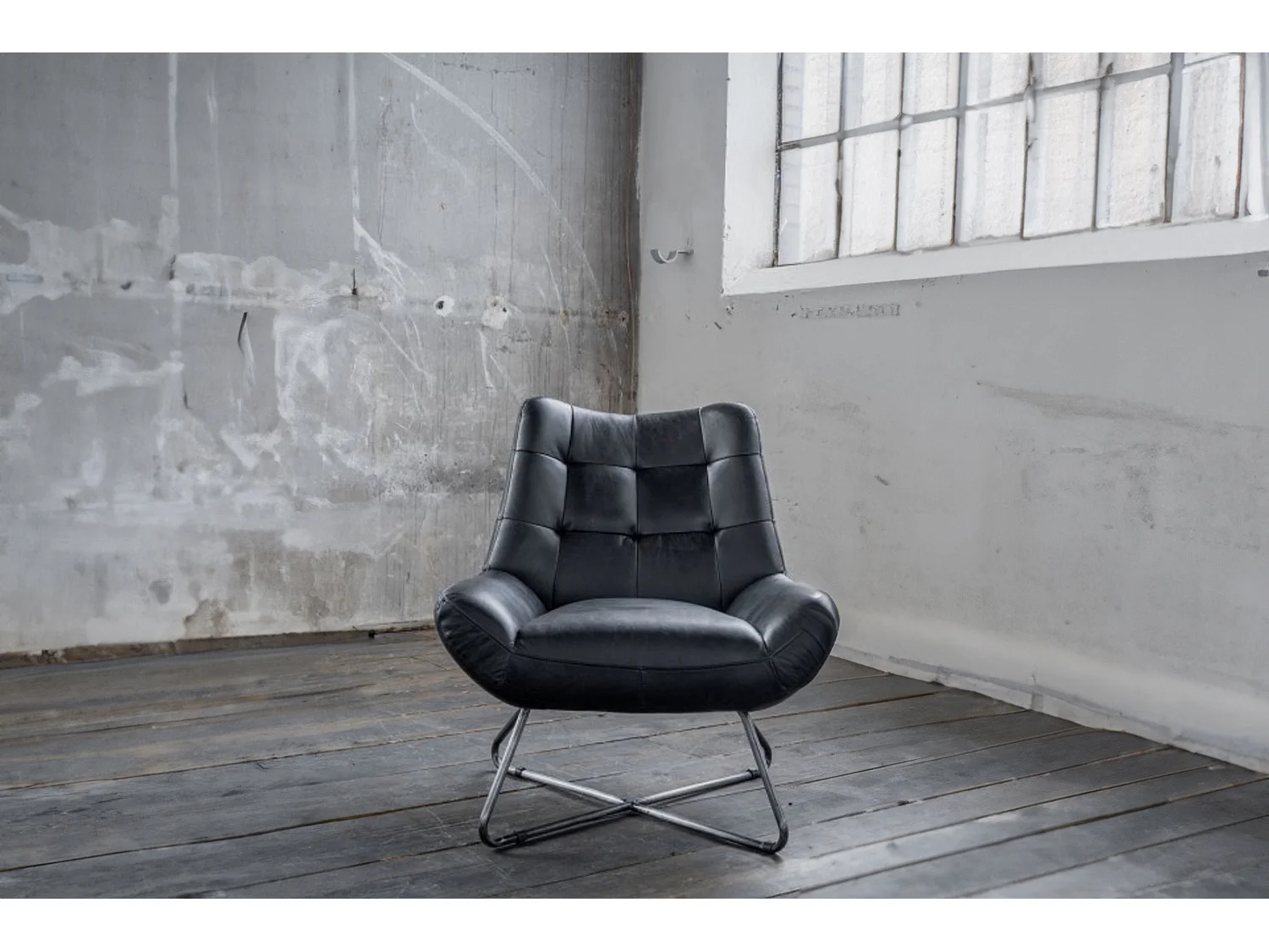 Sessel - Schwarz Leder - SNOOZE