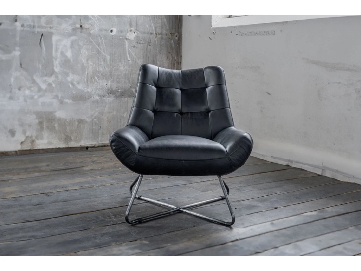 Fauteuil simple - Noir cuir - SNOOZE