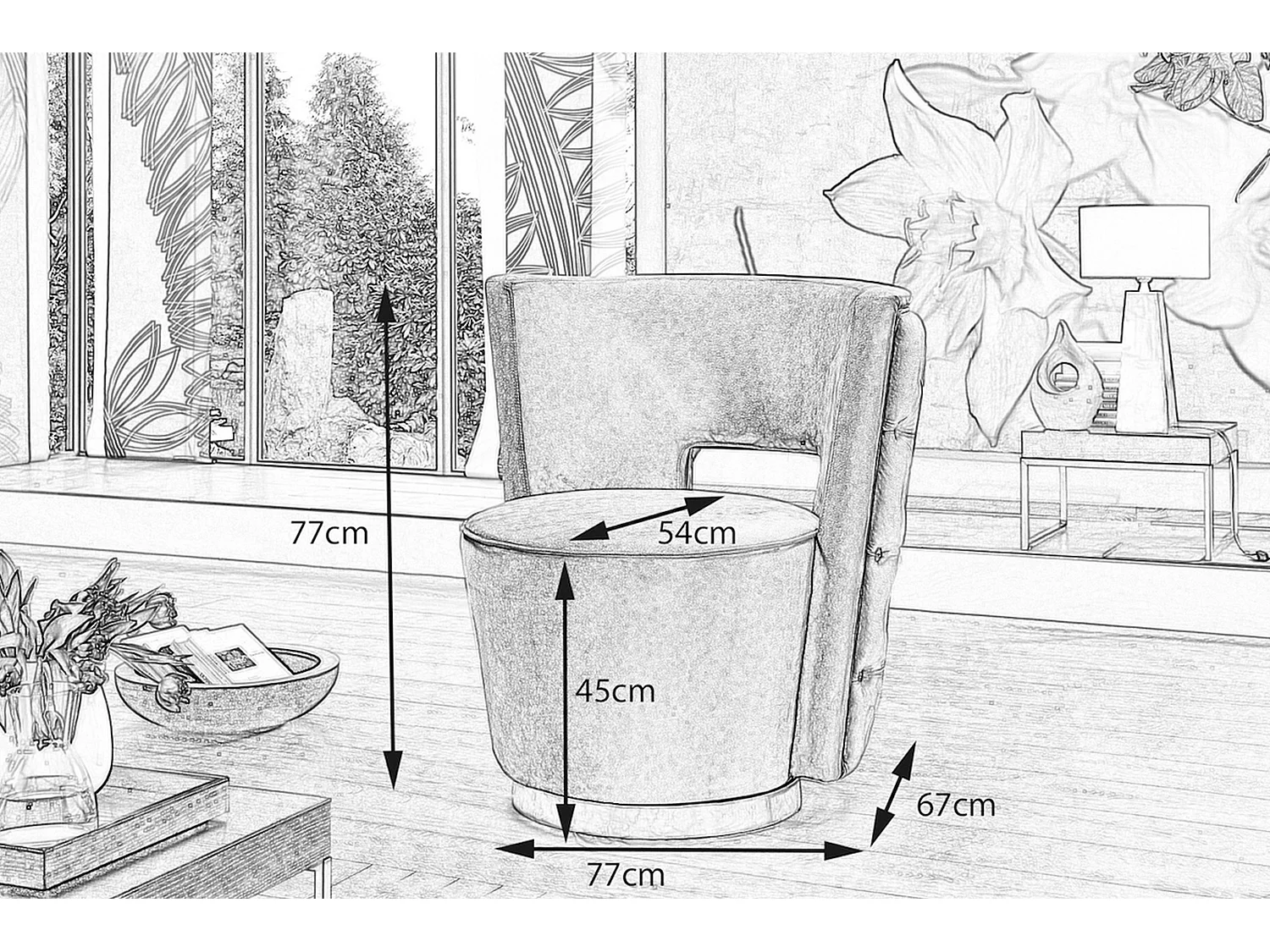 Fauteuil - Gris tissu tissé - SENSO