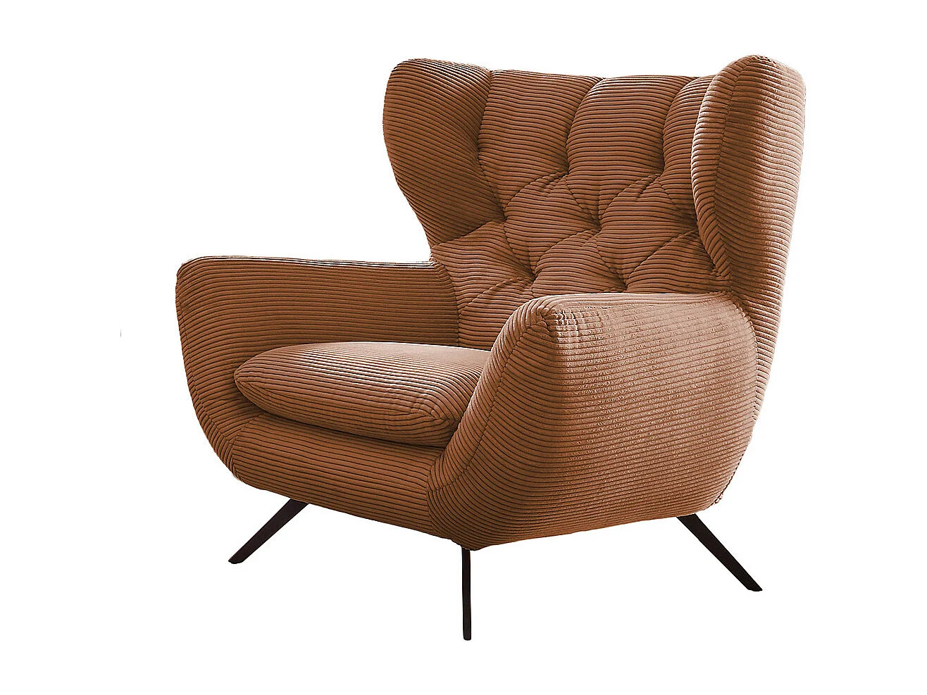 Fauteuil - marron Velours côtelé - CHARME