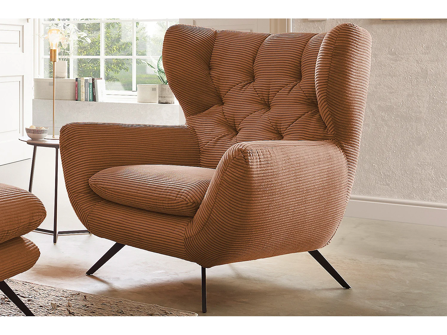 Fauteuil - marron Velours côtelé - CHARME