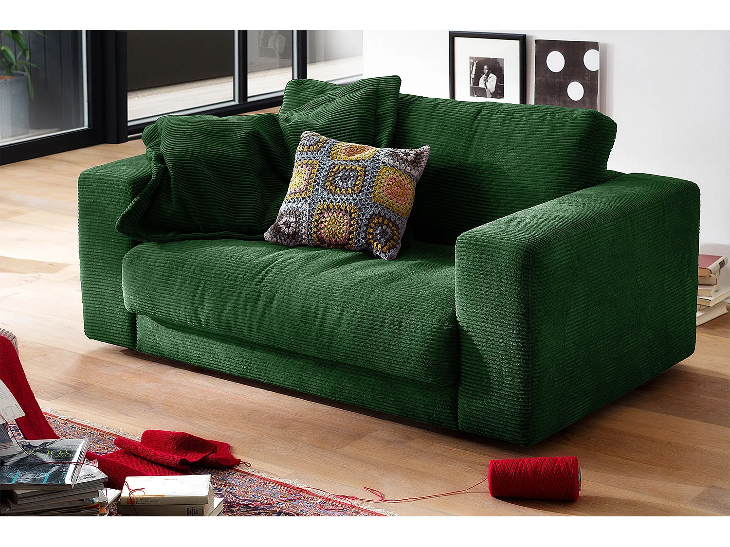 Relax fauteuil - Smaragdgroen Koord - MADELINE