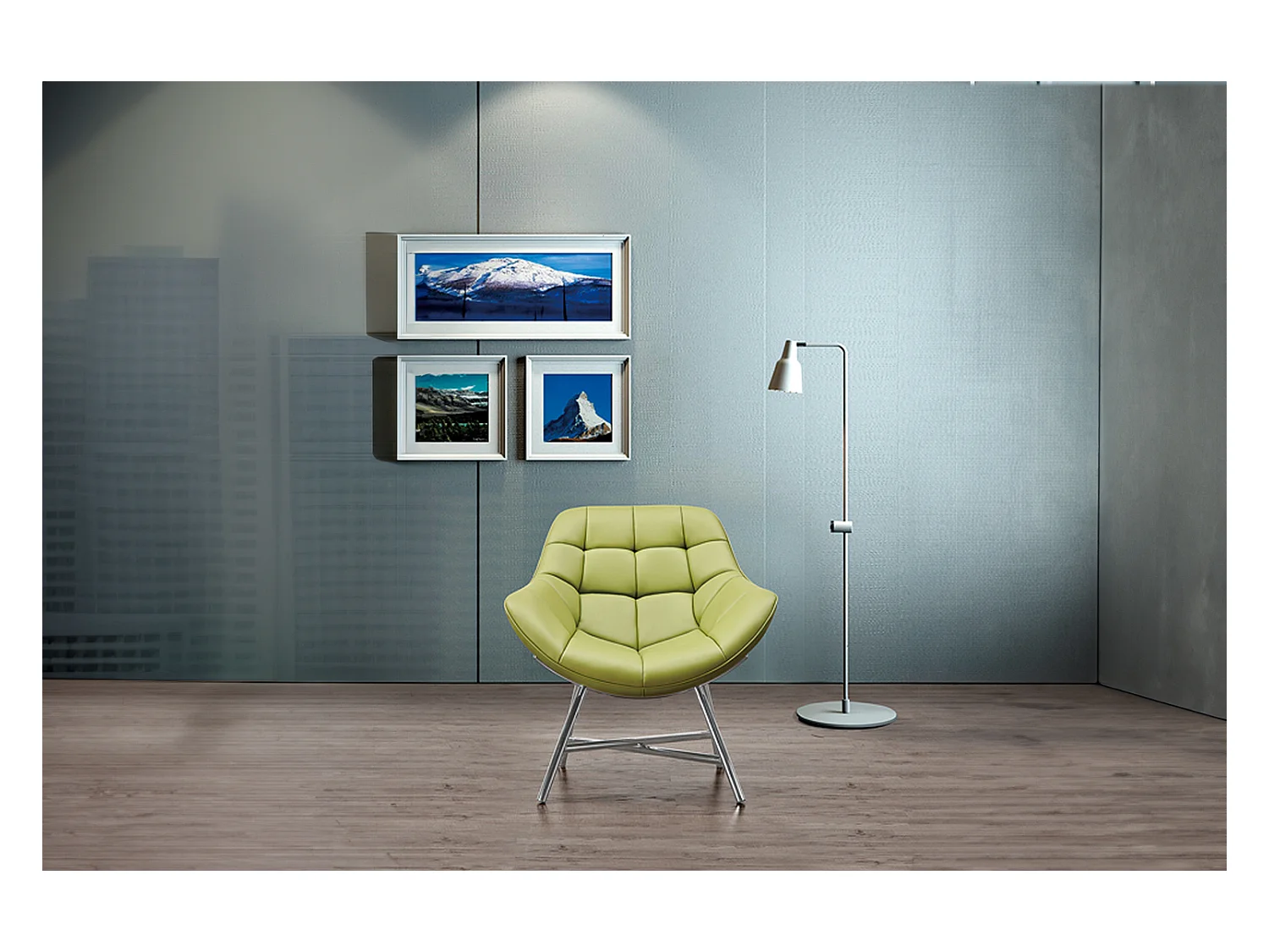 Fauteuil - Vert similicuir - BERIO