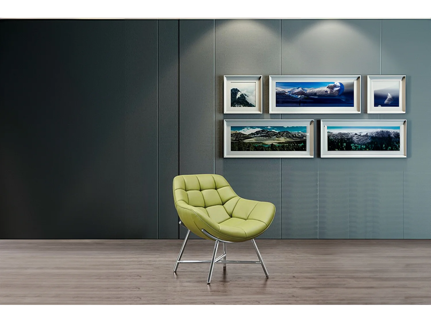 Fauteuil - Vert similicuir - BERIO