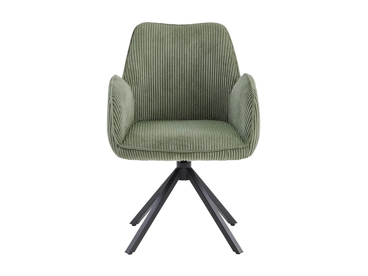 DELIA - Lot de 2 Fauteuils de table Pivotants Tissu Velours Côtelé Vert