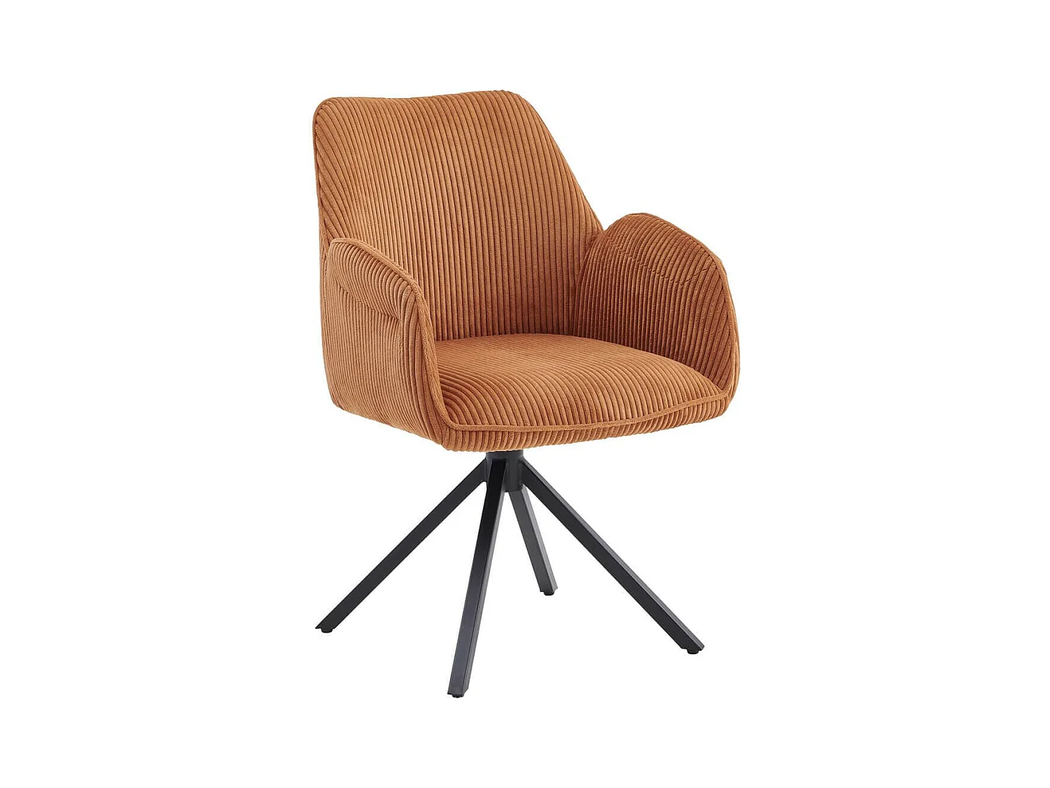 DELIA - Lot de 2 Fauteuils de table Pivotants Tissu Velours Côtelé Terracotta