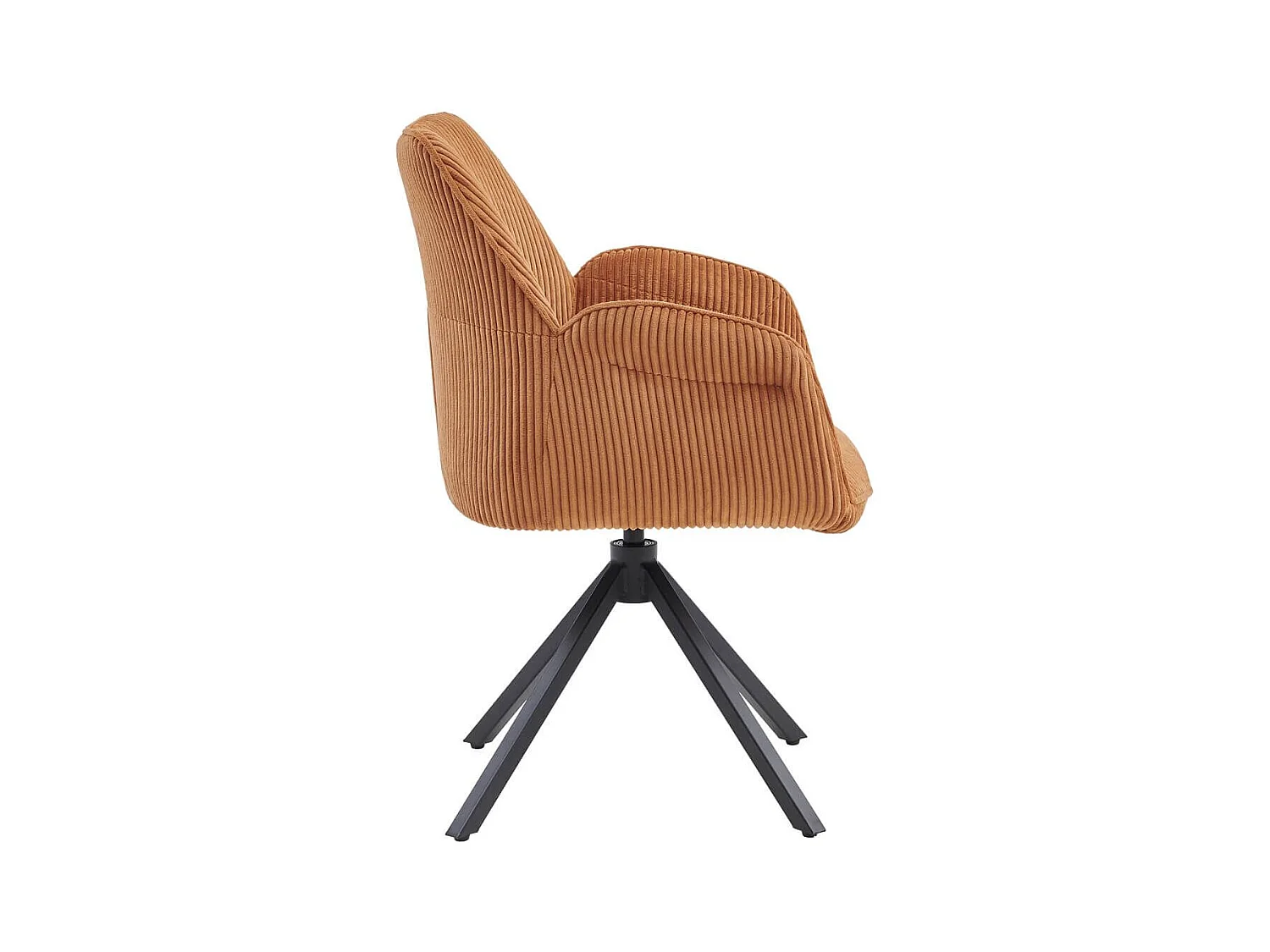DELIA - Lot de 2 Fauteuils de table Pivotants Tissu Velours Côtelé Terracotta
